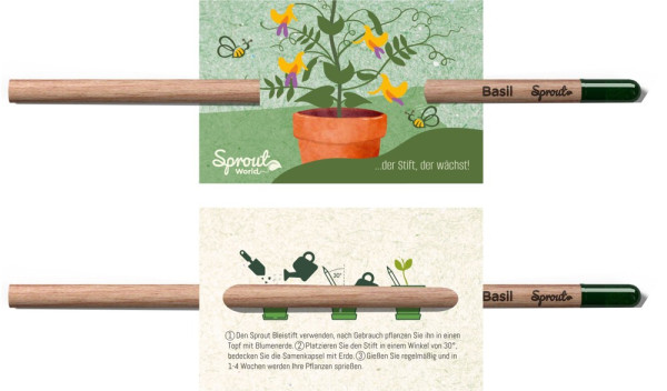 Farbstift mit kleinem Ansteckkärtchen