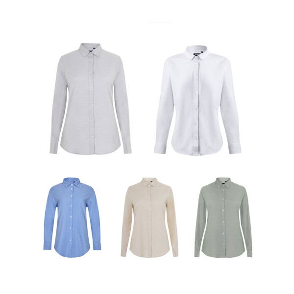 VL PRITHVI WOMEN. Hemd Oxford (180 g/m²) für Damen, aus Baumwolle (50 %), Polyester (45 %) und Elast