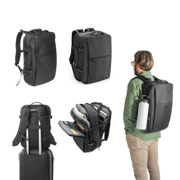 DALLAS. Hochverdichteter Reiserucksack aus recyceltem 600D-Polyester für 17.3